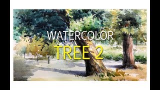 맑은 풍경수채화: 나무 터치 살리는 법 Watercolor tree2#풍자까수채화 #풍자까