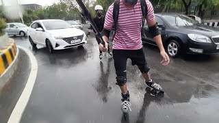 Inline Skating in Continuous Rain During Delhi Monsoon (Real Sound, No Music) | Oxelo MF900 screenshot 2