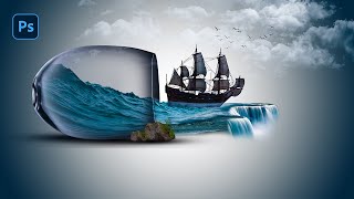 Photo Manipulation in Photoshop | Sea in Glass Photo Manipulation | Photoshop Tutorials | BID IT Lab screenshot 3