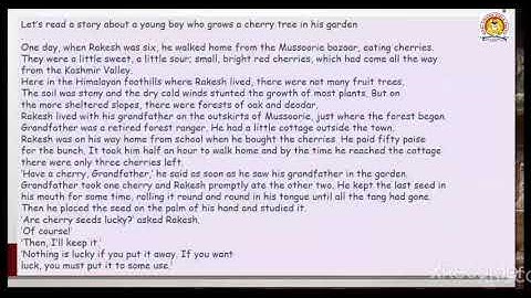 CLASS-6, ENGLISH, Chapter-2,PART-1,THE CHERRY TREE, EXPLANATION