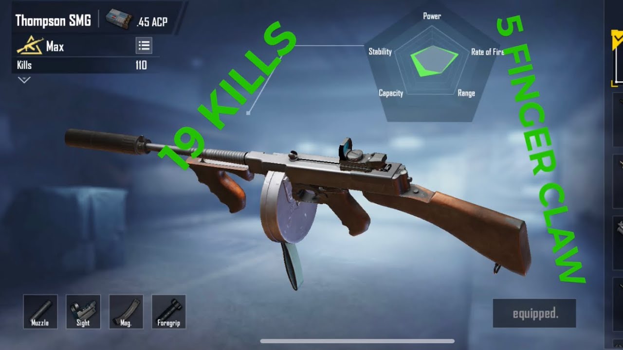 [PUBG M] 5 Finger Claw 19 KILLS TOMMY GUN OP