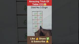 🔥Amazing Trick Of Table 222🥳#shorts #education #maths