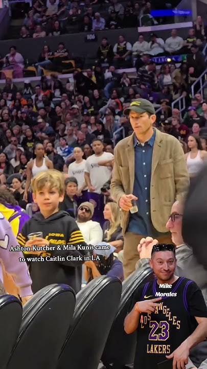 Ashton Kutcher and Mila Kunis came to watch Caitlin Clark in LA - YouTube