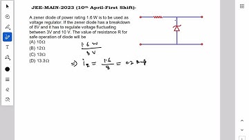 A zener diode of power rating 1.6 W is to be used as voltage regulator. #physics 