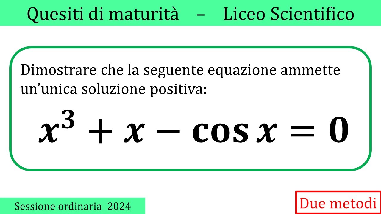 Maturità 2024 - Equazioni e funzioni - ORDINARIA - QUESITO 4
