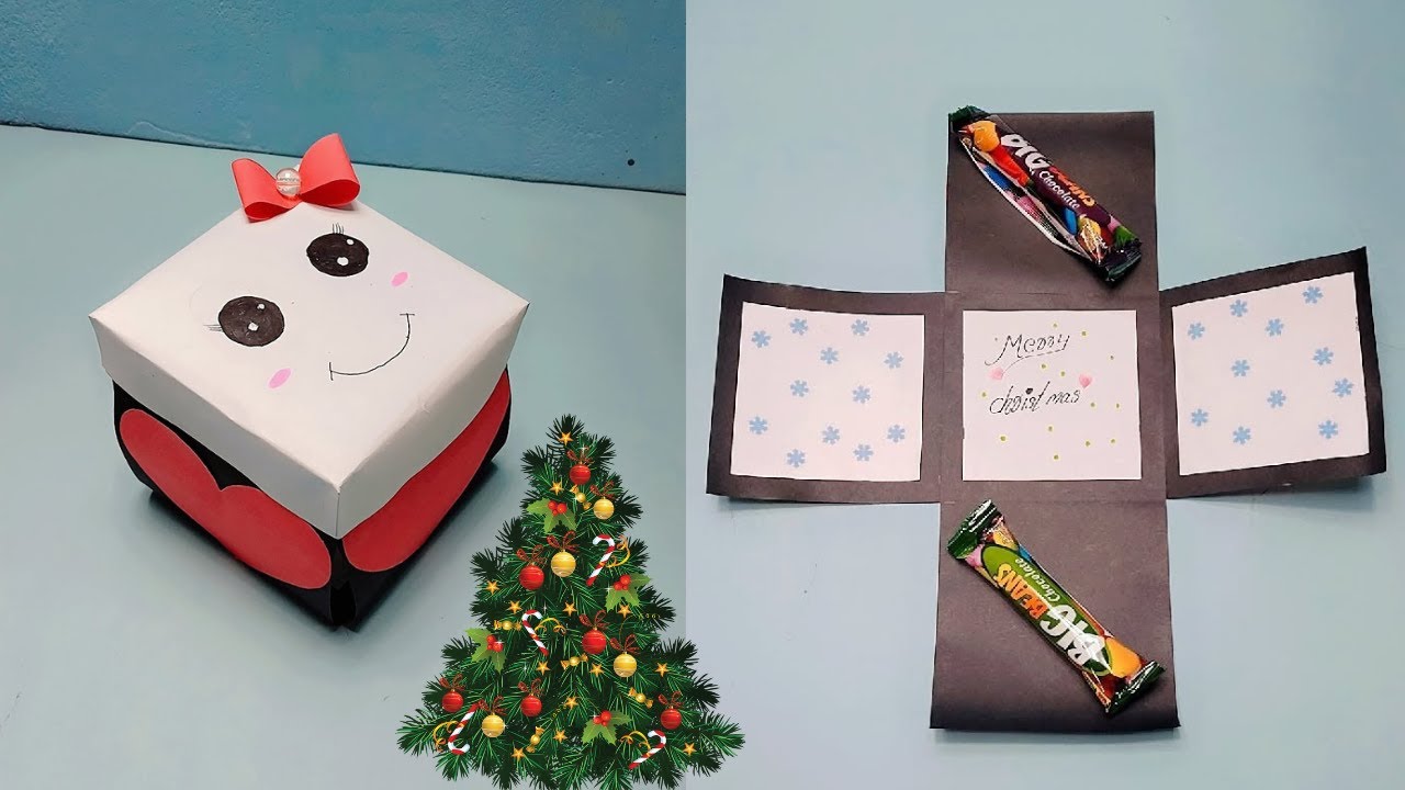 Cute Christmas Gift Box | Easy Paper Gift Idea | Surprise Exploding Box ...