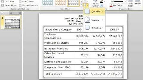 PowerPoint 2010 Add or Change a Table Effect