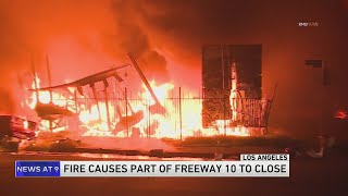 Part of Los Angeles freeway closed until further notice after massive fire