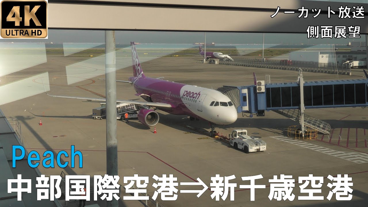 [4K動画][機窓展望]peach 461便　中部国際空港⇒新千歳空港