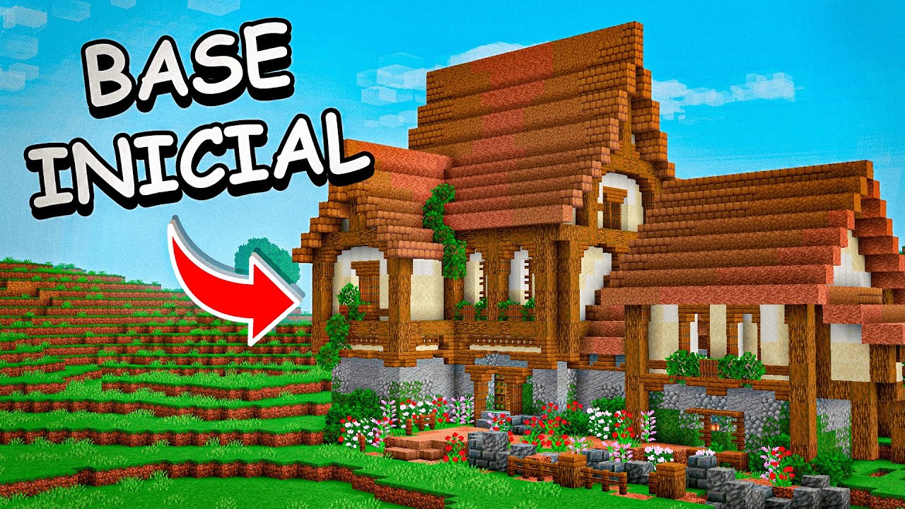 Eu CONSTRUÍ a BASE INÍCIAL PERFEITA no MINECRAFT! - YouTube