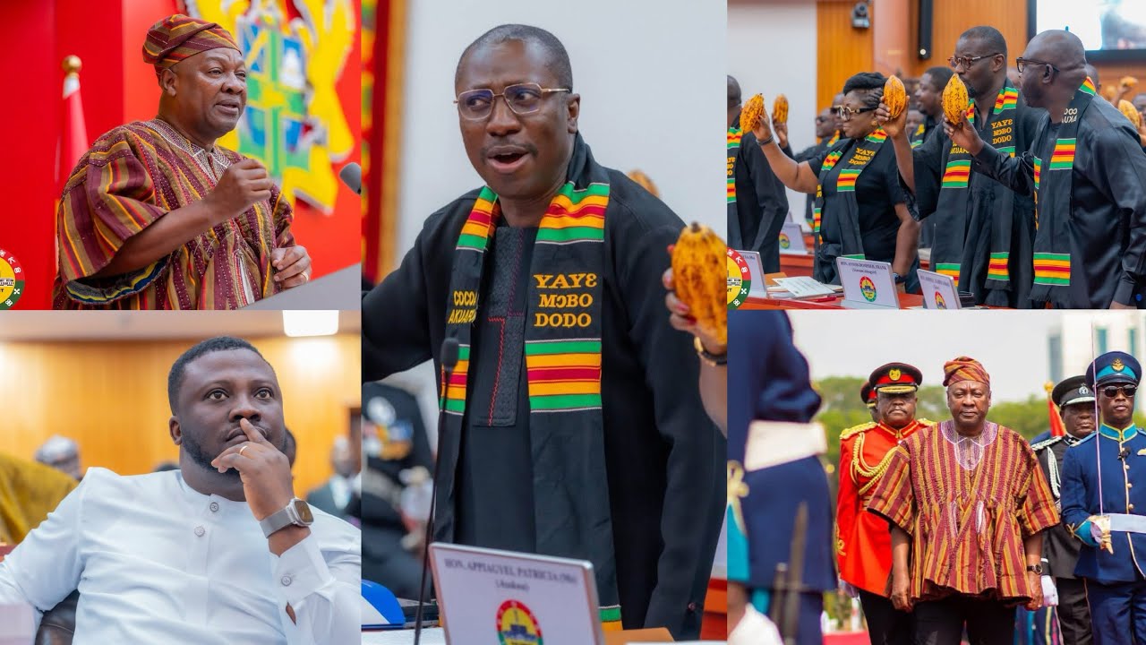 Afenyo Markin leads NPP MPs to bully prez Mahama in parliament with recent cocoa prices @SONA 26