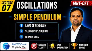 Class 12, CH 05, L 07, Oscillations, Simple pendulum-Period, frequency, Laws & Second's Pendulum CET