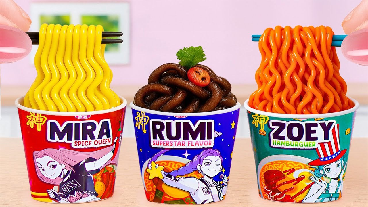 How to Make Miniature 🍜 Rumi Zoey Mira RAMEN from KPOP Demon