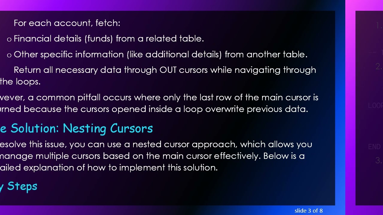 Mastering Oracle Cursor Management: Open Multiple Cursors with Main Cursor Data