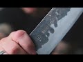 My fujiwara denka 210mm gyuto got thinned  a look at the finish and a knife demo