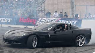 Black Chevy Corvette C6 Diana Martinez "Up In Smoke" Tire Burnout Show LS Fest West 4K UHD Vegas