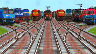 9 Superfast Trains Run At Curve Branches Railroad Tracks || train simulator gameplay 👌