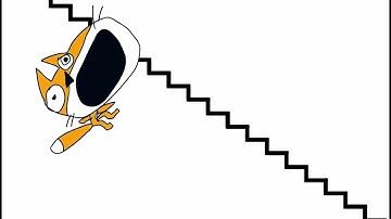 Scratch cat epicly falls down the stairs