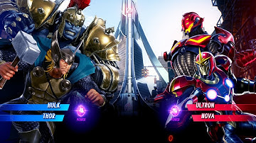 Gladiator Hulk & Thor vs Ultron & Nova (Very Hard) - Marvel vs Capcom | 4K UHD Gameplay