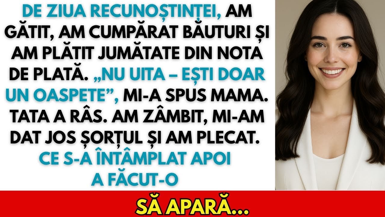 De Ziua Recunoștinței, Am Gătit Și Am Plătit Tot. Chiar Înainte De Cină, Mama A Spus…