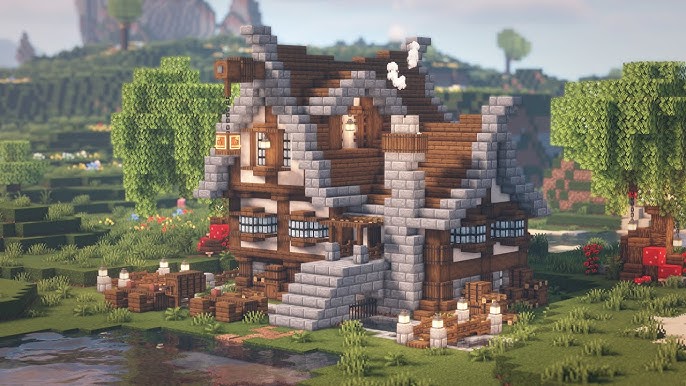 Minecraft  Como Construir Uma Casa Medieval no Lago 