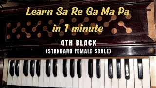 Learn to play Sa Re Ga Ma Pa |4th black | Harmonium Tutorial Episode 1| Female scale