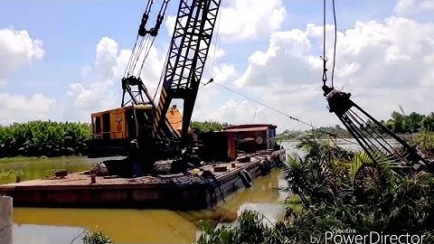 XÁNG CẠP XÁNG DÂY CẠP ĐẤT TRÊN SÔNG cần cẩu xe cuốc xe xúc