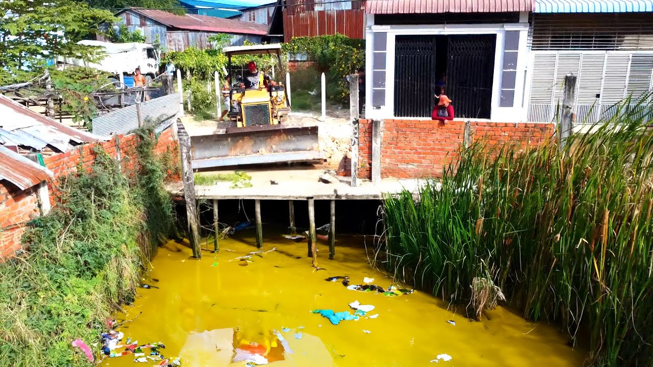 Completed Project is so Amazing !With BulldoZer and Trucks Start TO Remove the flood and garbage Are