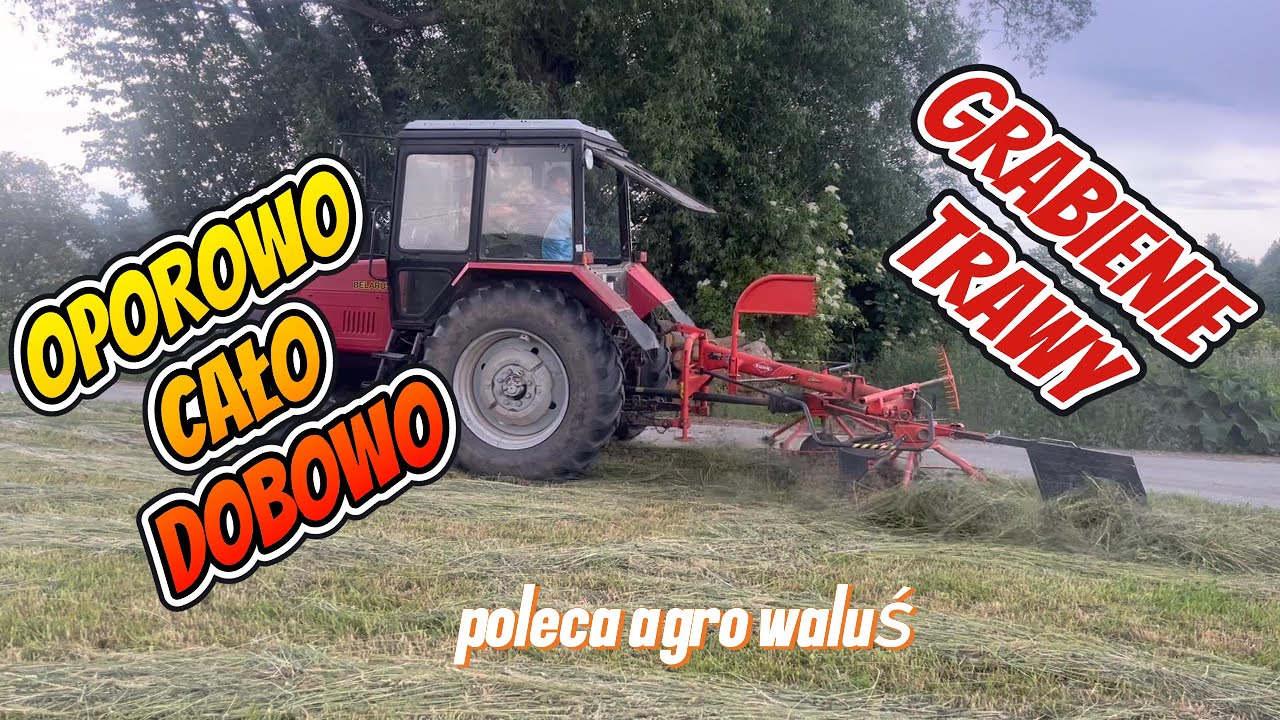 🚜Grabienie 🚜 Trawy☘️Belarus 820 ⚡️zgrabiarka KUHN HAYBOB   360 ZŁAPAŁ Nas deszcz ☔️ 💧