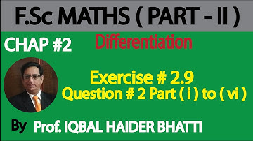 Ch#2 | Differentiation[ Extreme Values of Function Ex2.9 Q2 (i) to (vi) ]| Maths Fsc Part 2 (Lec 65)