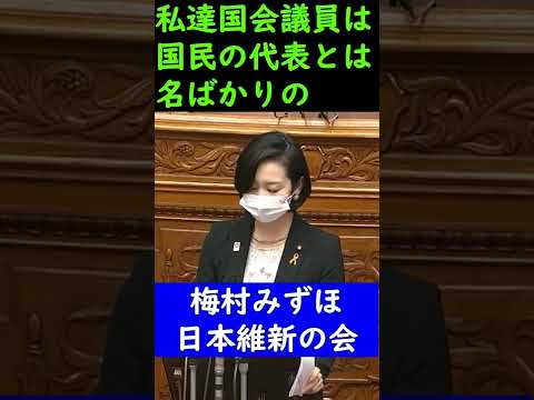 ＃梅村みずほ ＃維新 #国会議員の浮世離れした金銭感覚 ＃身を切る改革 20220615 参議院 本会議 #Shorts