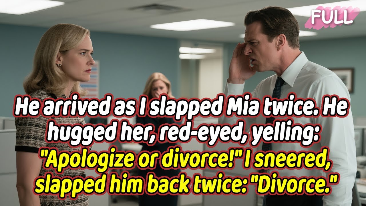 He arrived as I slapped Mia twice. He hugged her, red-eyed, yelling: