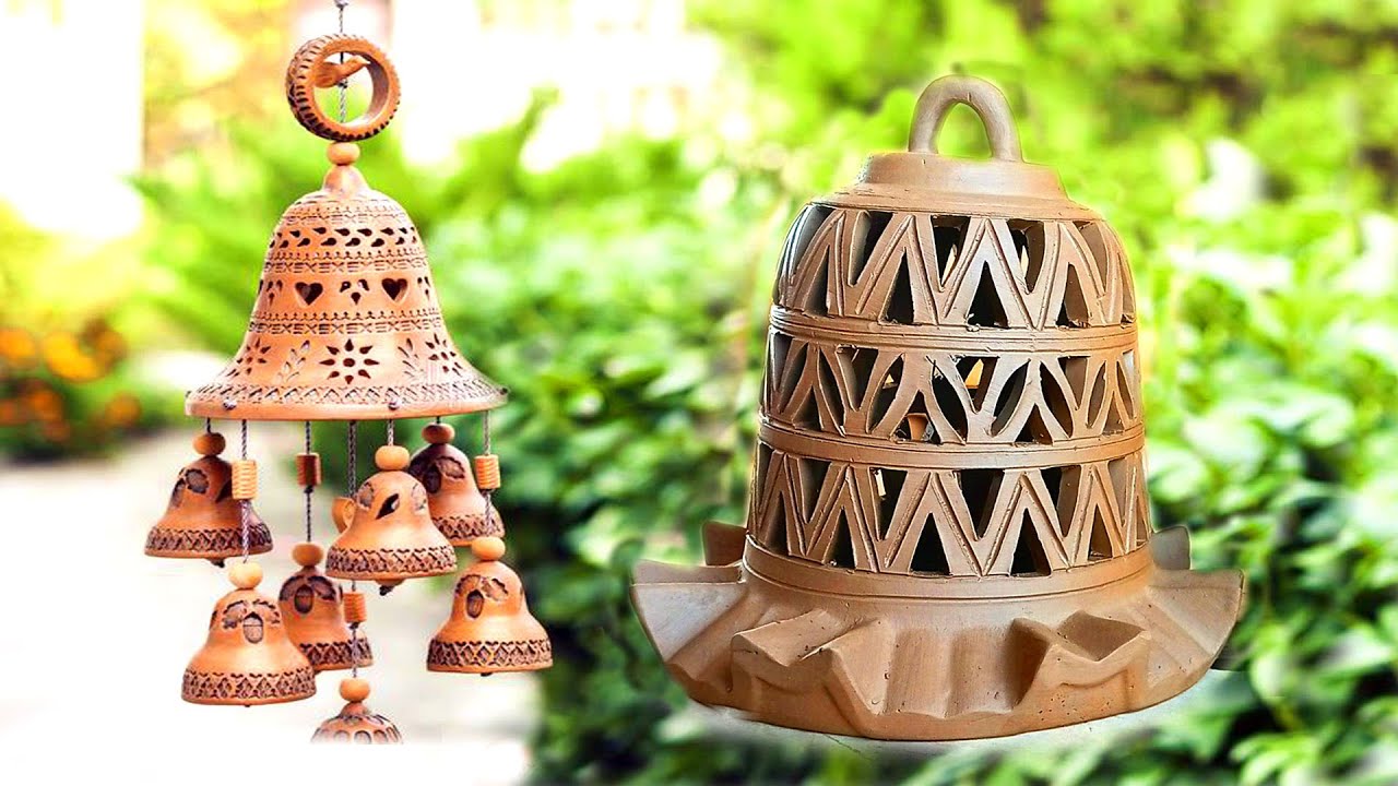 Decorative Hanging Clay Bell Making, Pottery Carving, Decorative Clay Pot