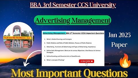 Important questions  of Advertisement Management || 3rd Semester CCSU #bba #ccsu #exam
