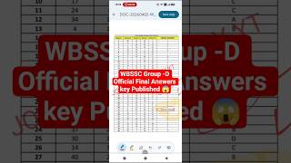 WBSSC Gr D Answer Key OFFICIAL Answers Key Published Website publish FINAL Answers 2026