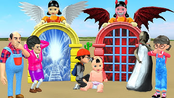 Scary Teacher 3D vs Squid Game Does Nick Deserve To Go To Heaven OR Go Down Hell 5 Times Challenge