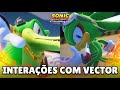 O que os personagens falam para o Vector em Sonic Racing CrossWorlds
