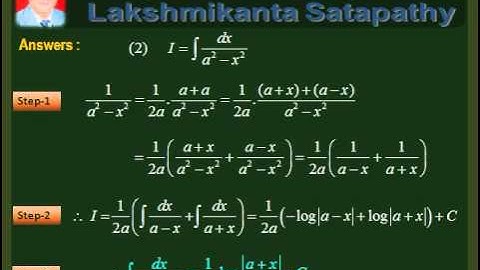 vDo Indefinite Integrals 1 / IIT JEE Mathematics / Lakshmikanta Satapathy