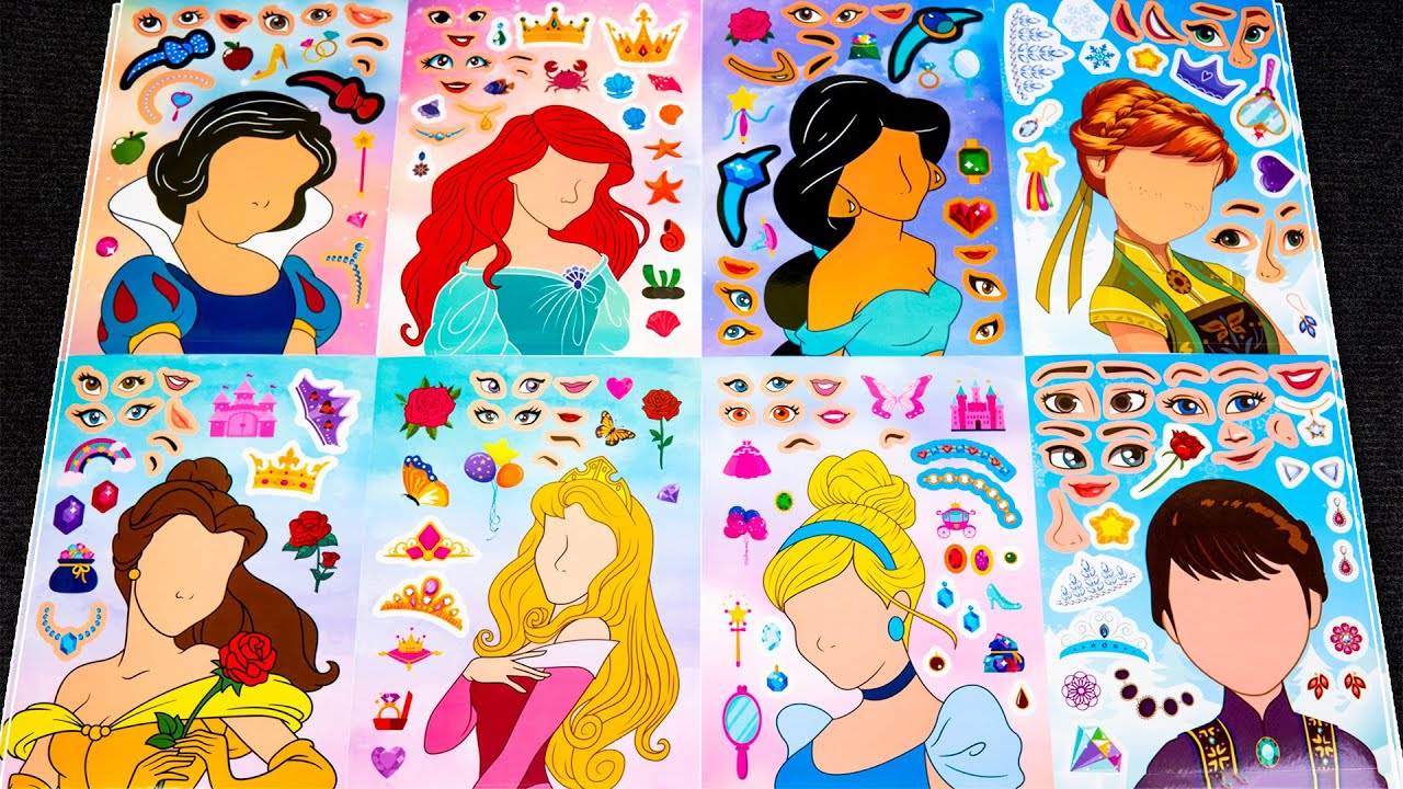 [🍁STICKER ASMR🍁] Disney Princess STICKER BOOK Makeover CHAMPIONSHIP ...