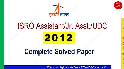 ISRO Assistant UDC JPA  Complete Solved Question Paper  2012