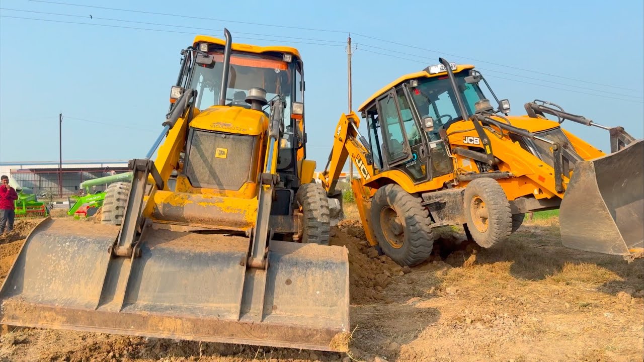 JCB 3dx Vs JCB 3dx Both Backho Digging Big Stone 