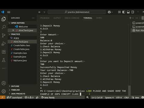 ATM MACHINE using class and Object Based On Oops Concept