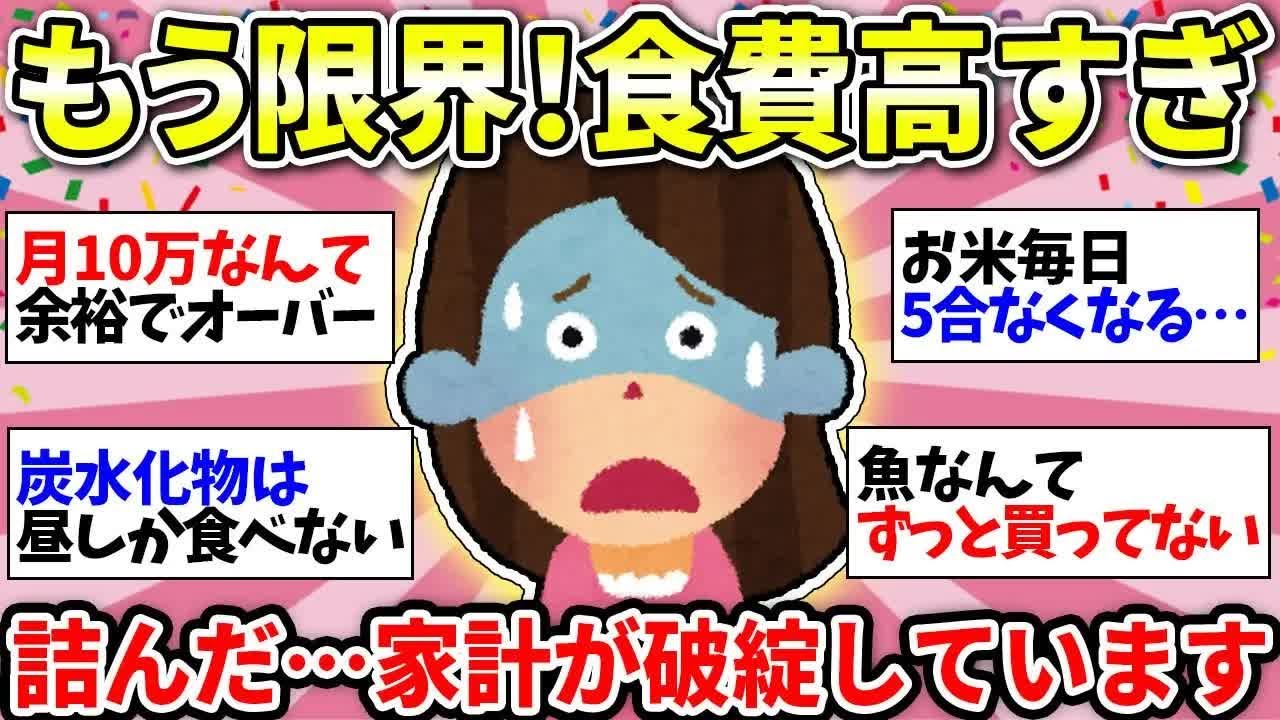 【更年期キツイ】 家計がヤバすぎる！これって我が家だけ！？どこも削るところがないのにどうやって生きていけと…みんなの食費いくら？ 【ガルちゃん雑談】【ガルちゃん】【有益】