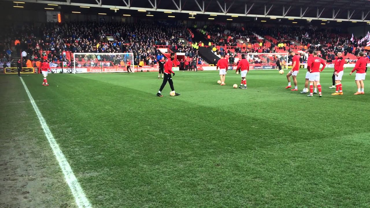 football score BRISTOL CITY WARM-UP IN FRONT ON CARDIFF CITY FANS