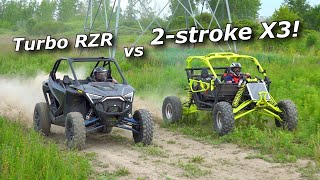 2-stroke X3 gets ripped HARD and races Dougs Turbo Pro XP RZR