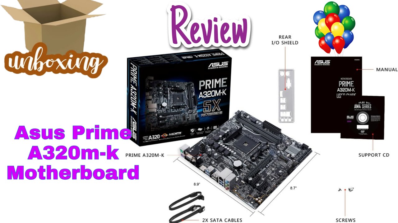 Unboxing and Review Asus Prime A320m-k Motherboard - YouTube