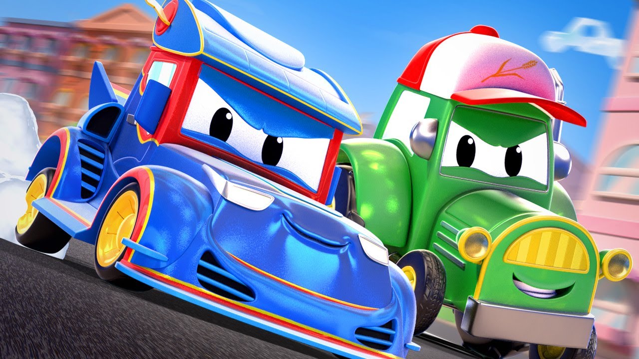 儿童动画- Super RACING CAR抓住水晶小偷 -汽车城超级卡车! - YouTube