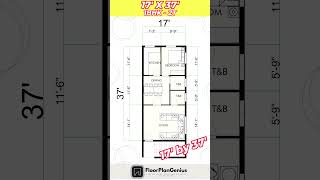 17x37 Modern House with 1 Bedrooms House Plan #Housedesign #shorts
