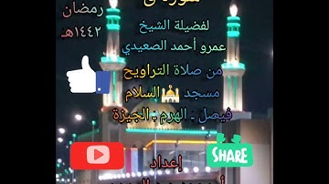 سورة ق لفضيلة الشيخ عمرو أحمد الصعيدي من صلاة التراويح