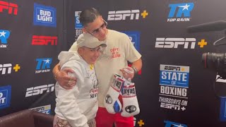 CRF's Warrior Jesselyn Silva with the Champ Edgar Berlanga in his Press room